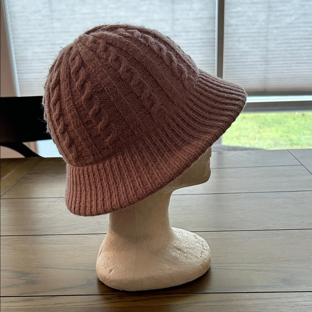 Cozy Knit Aris  Bucket Hat in Pink OS